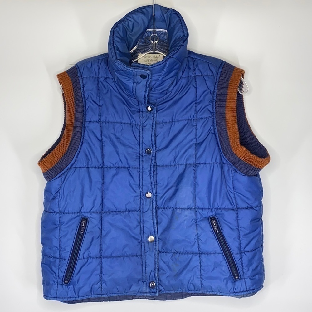 Vintage Sears Blue Puffer Vest Size Large